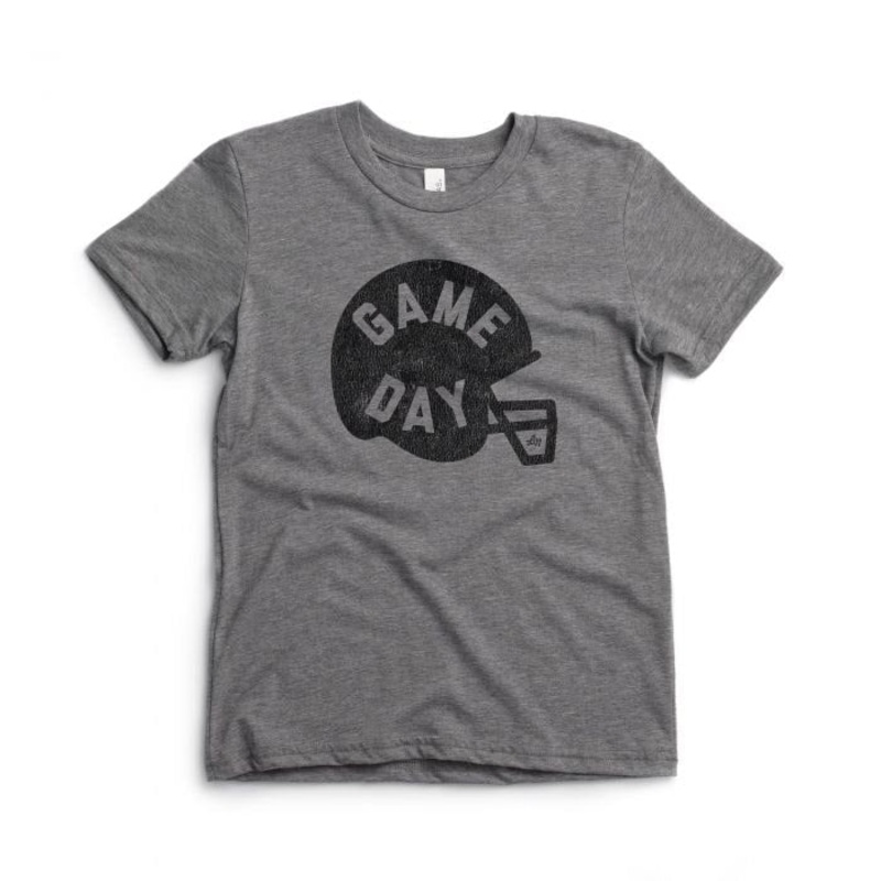 Game Day Tee|3/6|6/12|12/18|18/24|2T|3T|4T|5T|YS (6/8)|YM (10/12|YL (14/16)|Charcoal Black Triblend|Heather Grey