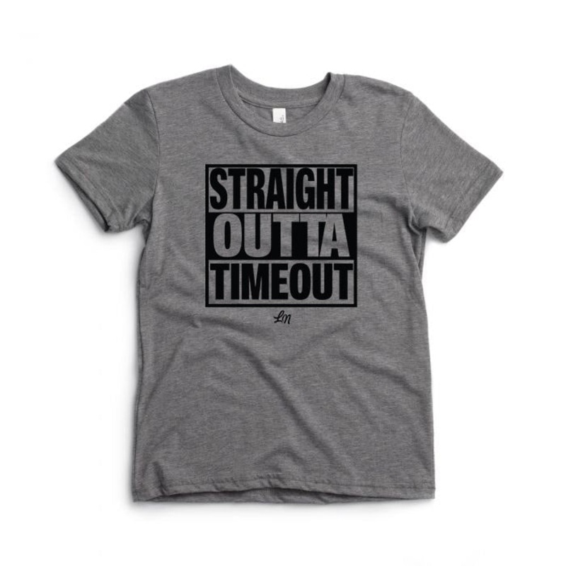 Straight Outta Timeout Tee|18-24 Months|2T|3T|4T|5T|Youth Small (6/8)|Heather Grey