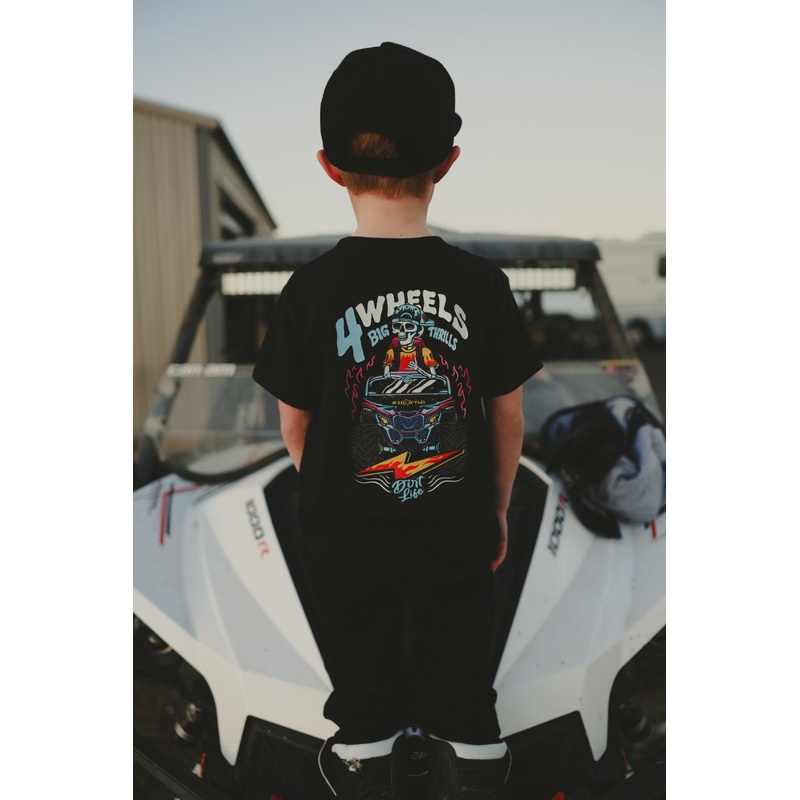 4 Wheels Big Thrills Tee|6/12 Months|12/18 Months|18/24 Months|2T|3T|4T|5T|Youth Small|Youth Medium|Youth Large
