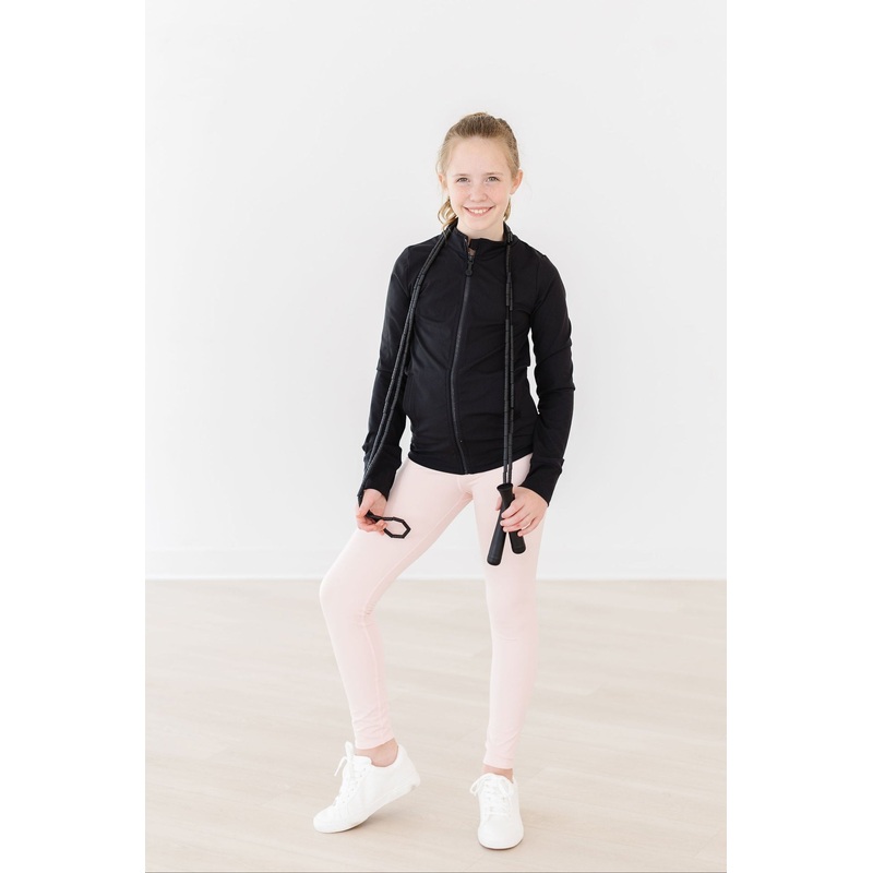 Balanced Black Full-Zip Ruffle Active Jacket