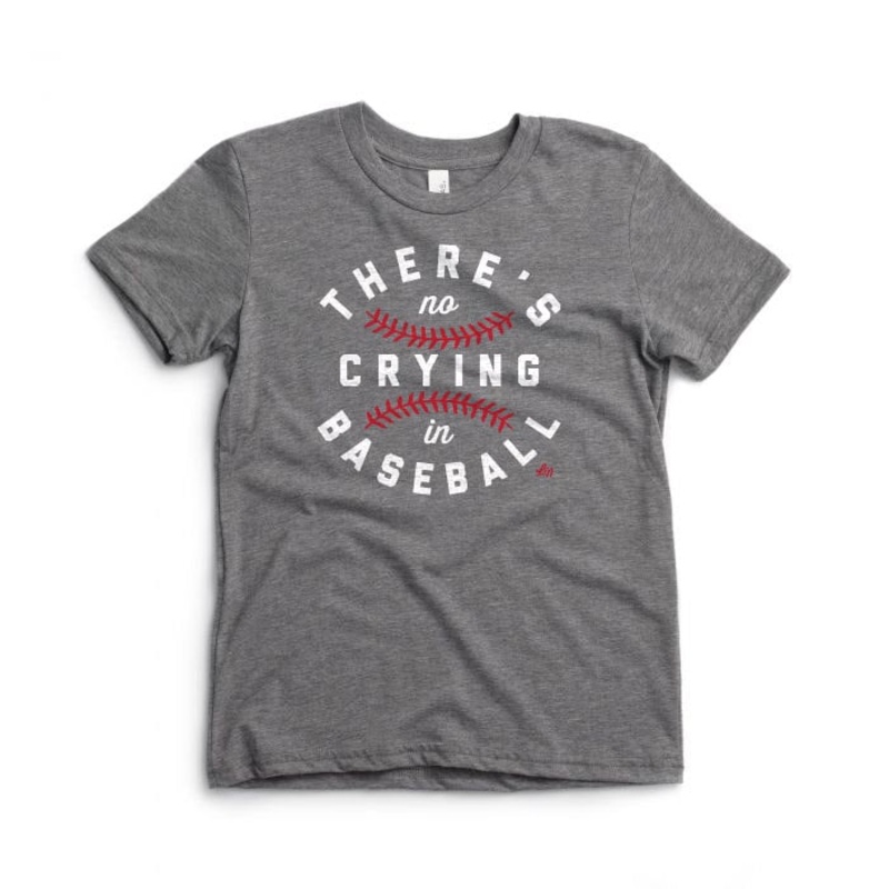 No Crying in Baseball Tee|3-6 Months|6-12 Months|12-18 Months|18-24 Months|2T|3T|4T|5T|Youth Small|Heather Grey