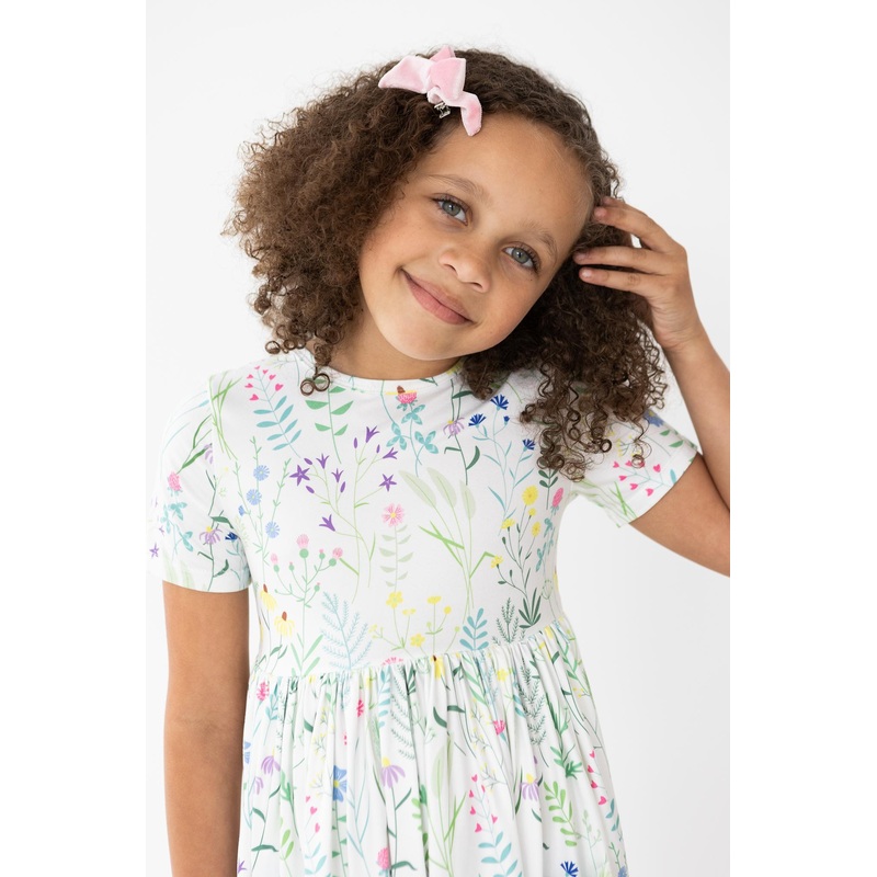 Spring Dandelion Floral S/S Pocket Twirl Dress