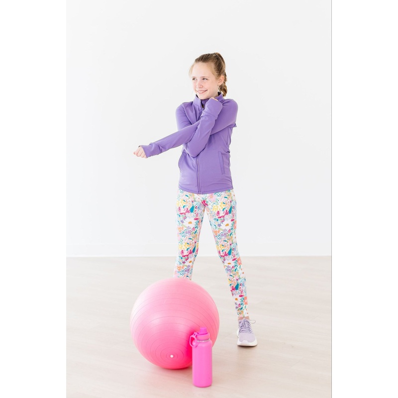 Playful Purple Full-Zip Ruffle Active Jacket