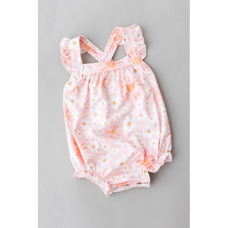 Sweet & Sunny Ruffle Cross Back Romper