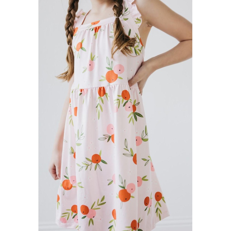 Tangerine Ruffle Cross Back Dress