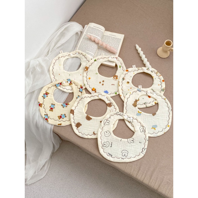 Adorable Cartoon Six-Layer Cotton Muslin Bib
