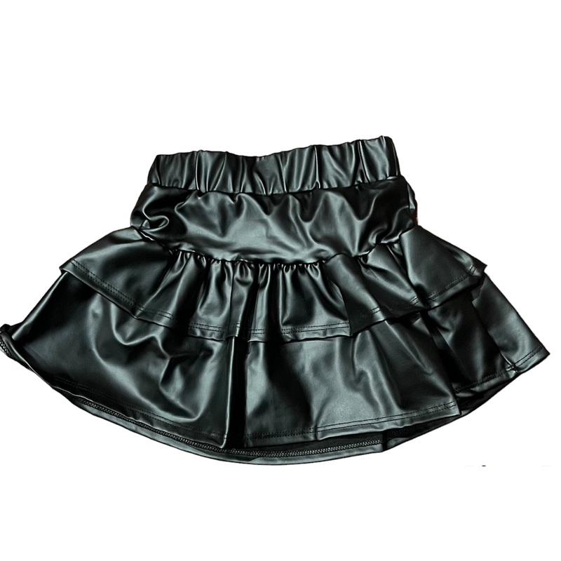 Tweenstyle – Black Pleather Ruffle Skirt