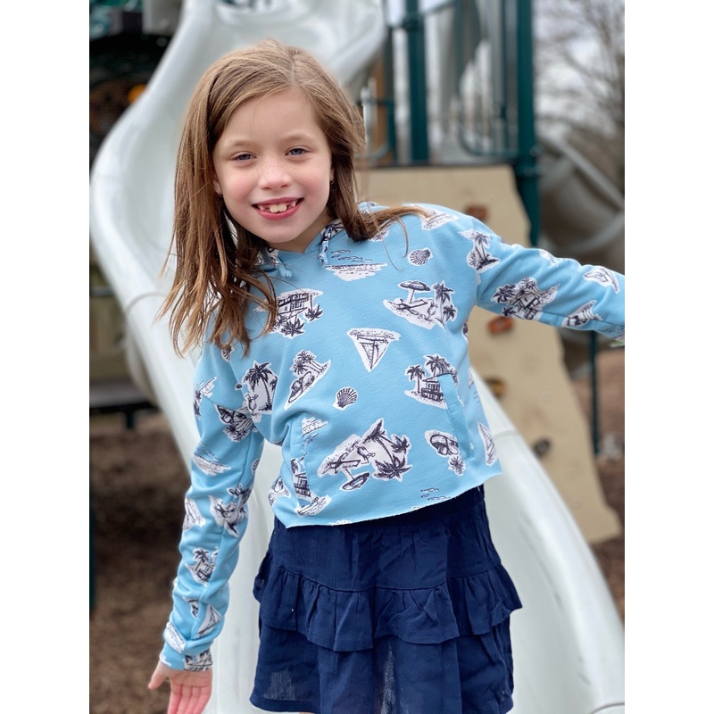 Tweenstyle – Blue Palm Print Pullover Hoodie