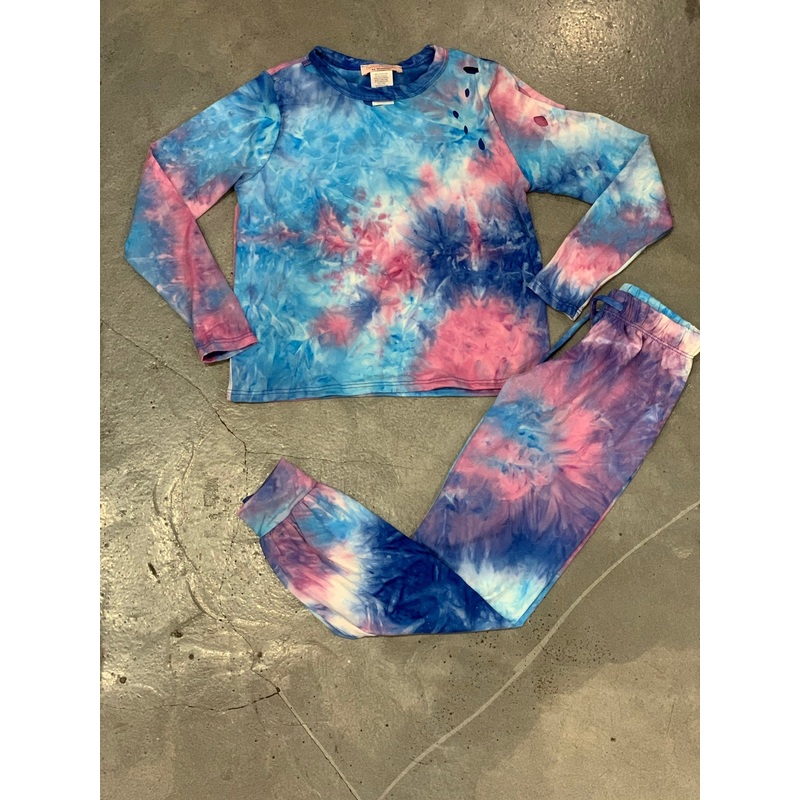 Tweenstyle – Blue/Pink Tie Dye Distressed Tee