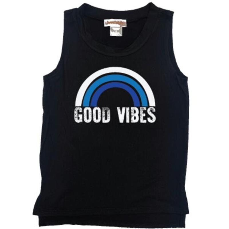 Tweenstyle – Good Vibes HiLo Tank – Black/Blue