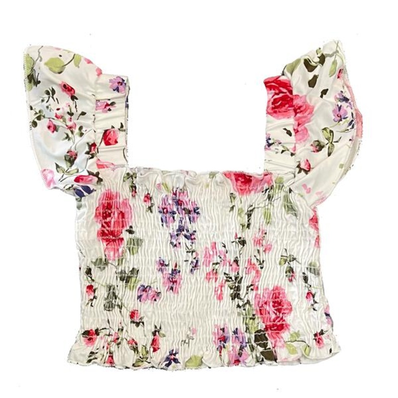 Tweenstyle – Ivory/Rose Floral Smocked Top