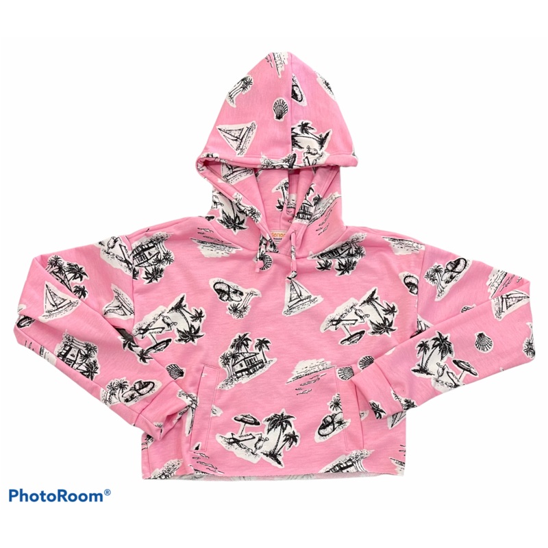 Tweenstyle – Pink Palm Print Pullover Hoodie