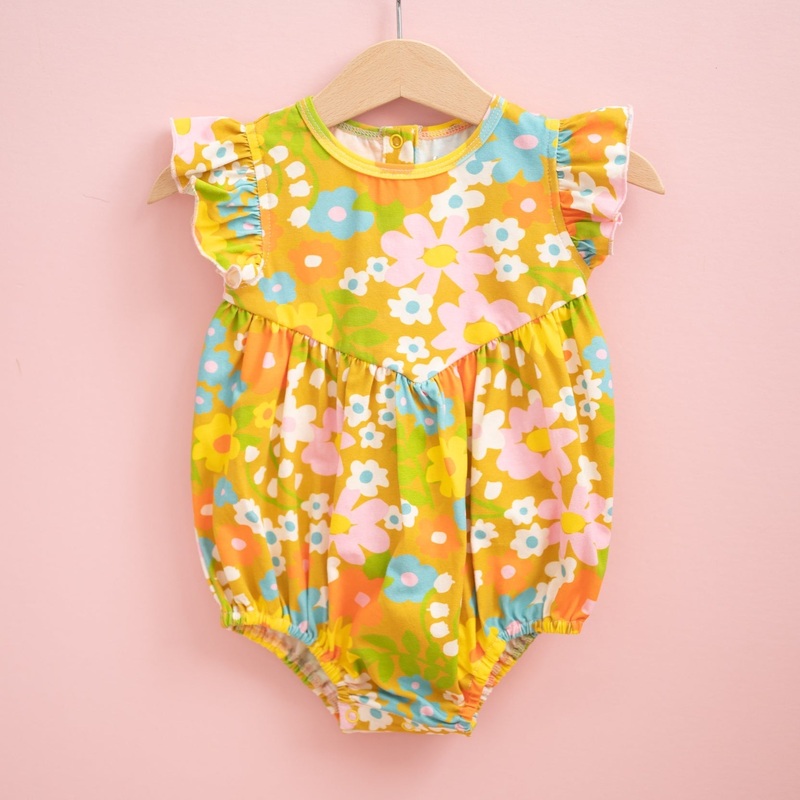 Baby Girls’ Flutter Romper in Sixties Wild Blooms