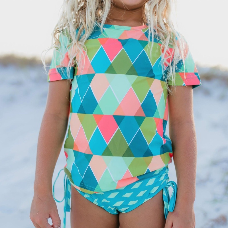 Diamond Rash Guard Swimsuit|3|4|5|6|7|8|10|12|14