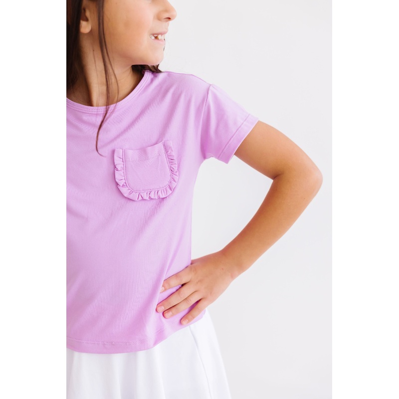 Bright Lilac Ruffle Pocket Tee