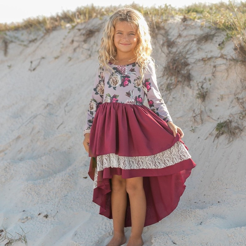Hi Lo Wine Lace Dress|3/4|5/6|7/8|10/12