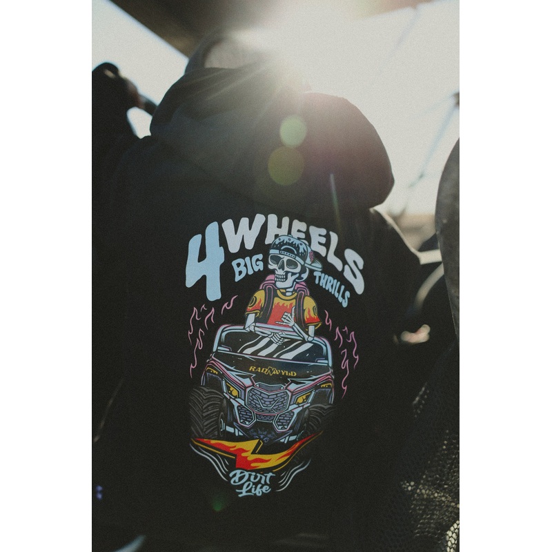 4 Wheels Big Thrills Hoodies|12 Month (Zip Up)|18 Month (Zip Up)|2T|4T|5/6|Youth Small 6/7|Youth Medium 8|Youth Large
