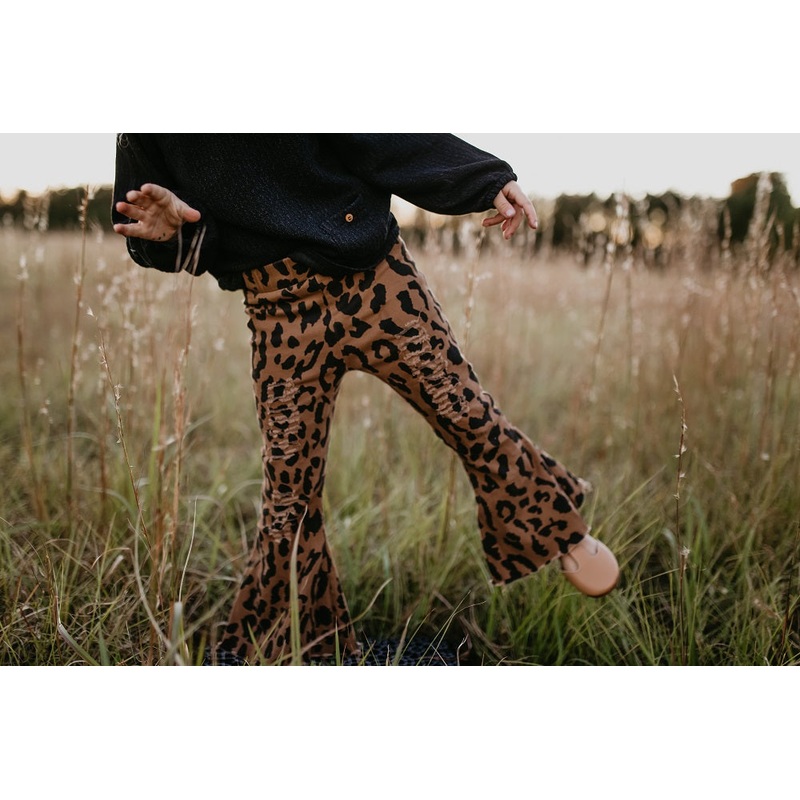 Leopard Denim Flare Pant Bell Bottom