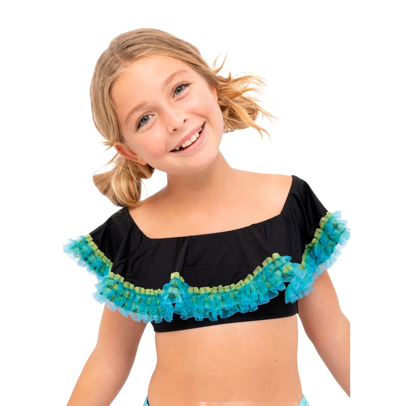 Black Bikini with Anemone Fringe