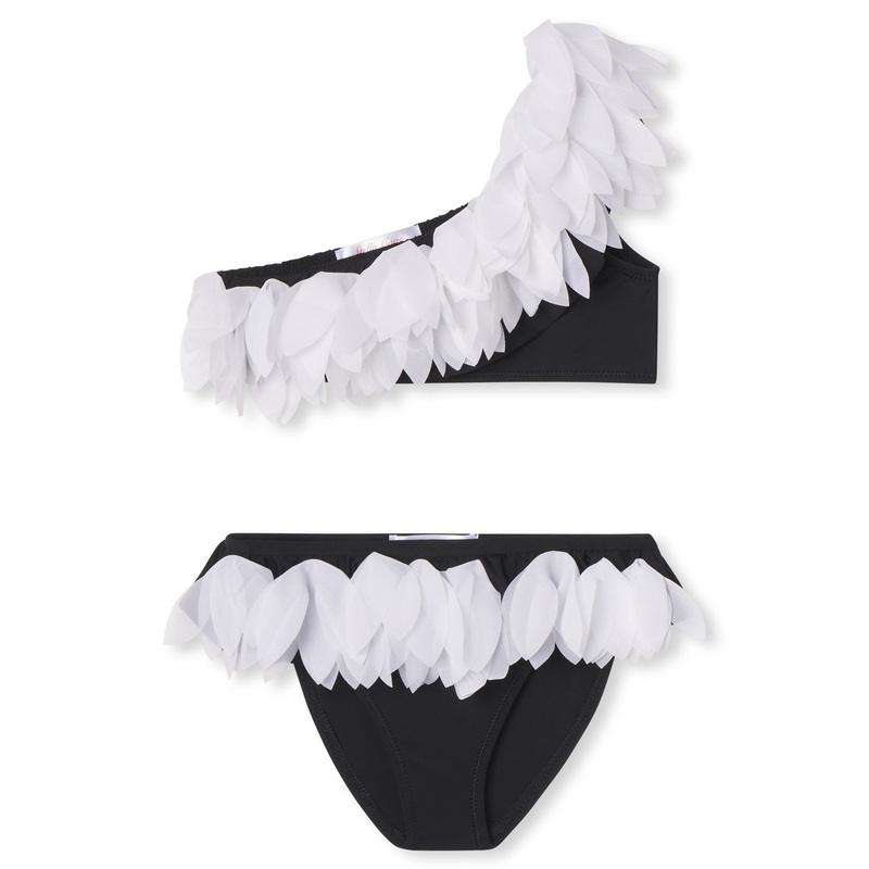 Black One Shoulder Bikini with Petals