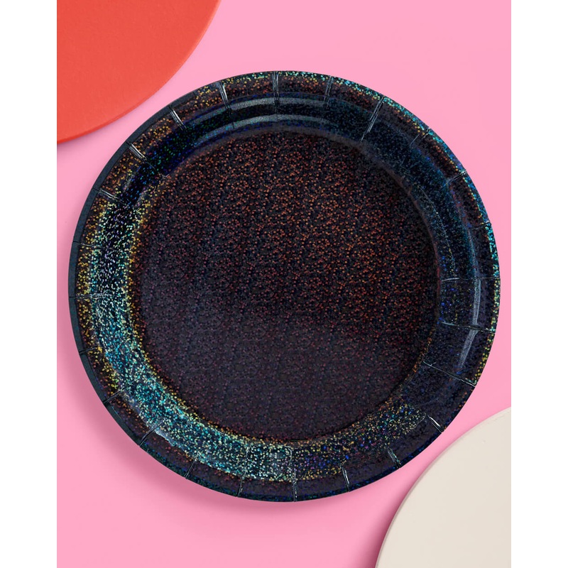 Black Shimmer Plates – 25 paper plates