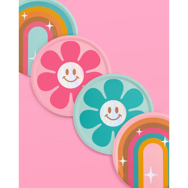 Totally Groovy Plates – 24 foil paper plates