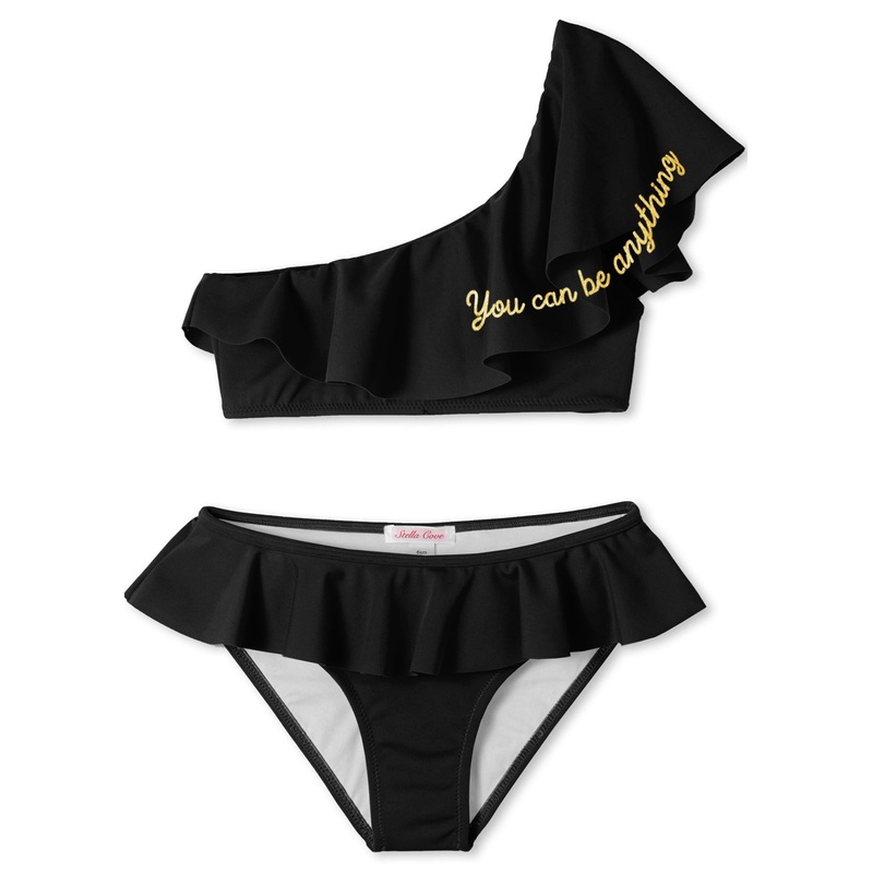 You Can Be Anything Black One Shoulder Bikini