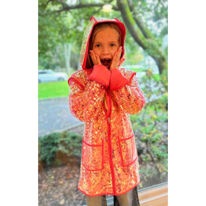 Tweenstyle by Stoopher – Coral Pink Sequin Raincoat