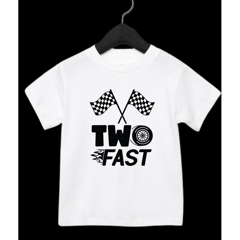 Two Fast Birthday Tee|24M|18-24|2T|3T|Natural|White