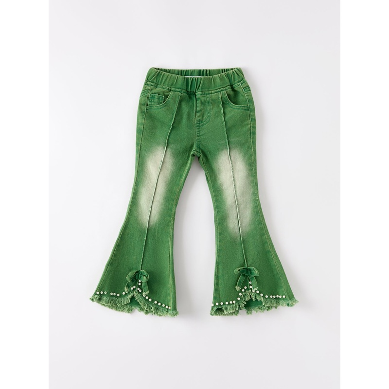 Green Flared Elastic Jeans|2|3|4|5|6|7|8/9