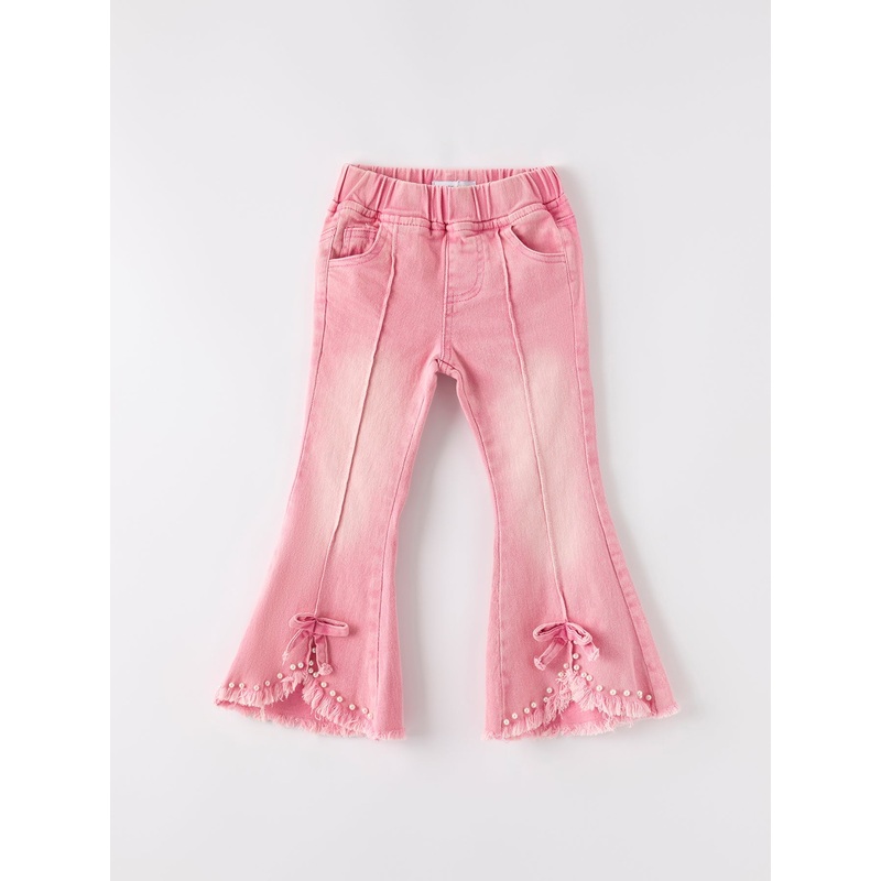 Pink Flared Elastic Jeans|2|3|4|5|6|7|8/9