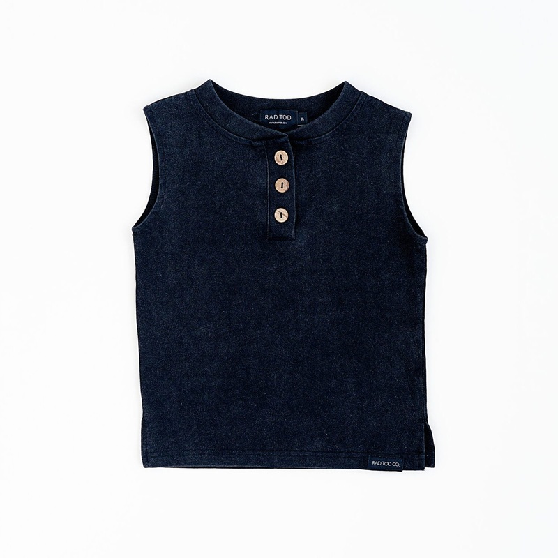 ACID WASH MUSCLE TEE – BLACK|6-12 months|12-18 months|2T|3T|4T|5T|6 Years