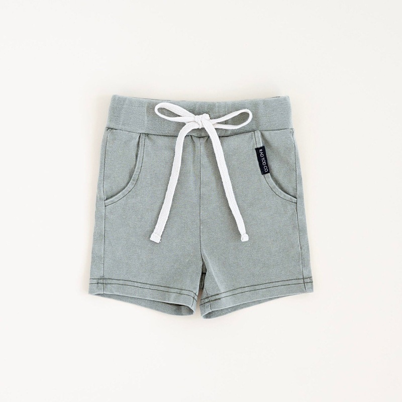 ACID WASH SHORTS – MATCHA|6-12 months|12-24 months|2T|3T|4T|5T|6 Years