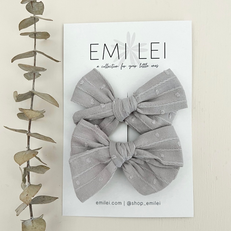 Pigtail Bow Clips|Dusty Blue