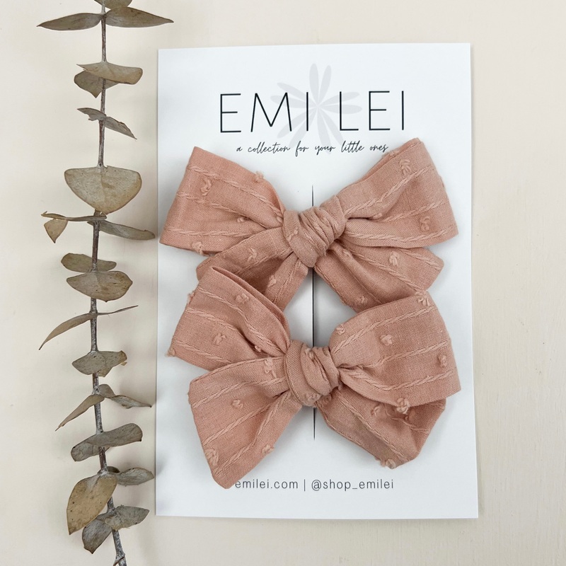 Pigtail Bow Clips|Rose Mauve