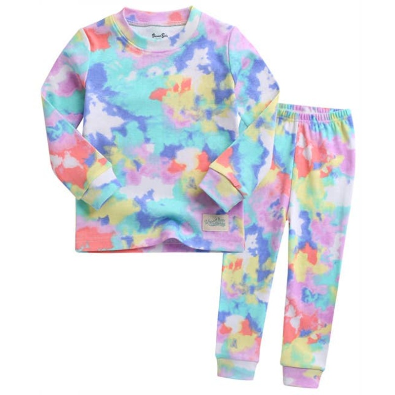 Tie Dyeing Rainbow Mint Long Sleeve PJs