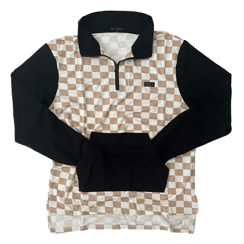 ADULT – BAMBOO CHECKERED COLOR BLOCK PULLOVER