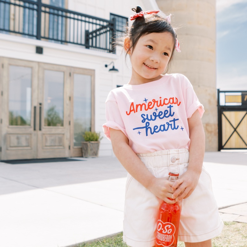 American Sweet Heart|2T|3T|4T|5T|Youth Small|Youth Med|Youth Large|Natural|Pink|White|Ice Blue|Peach