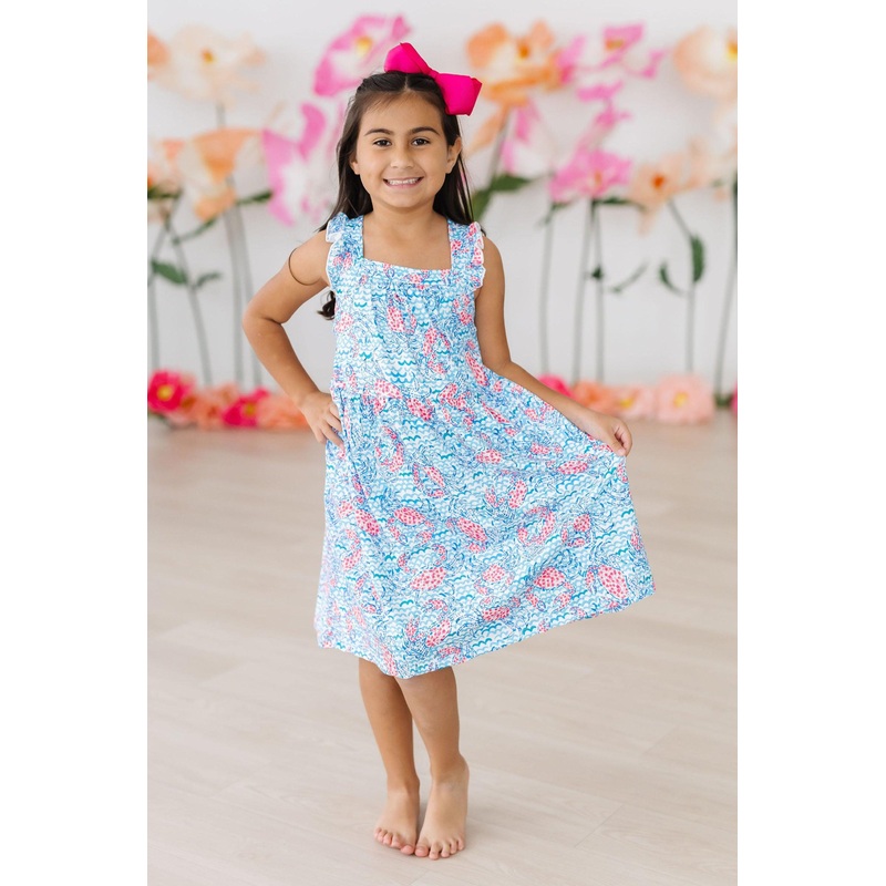 Crab Walk Ruffle Cross Back Dress