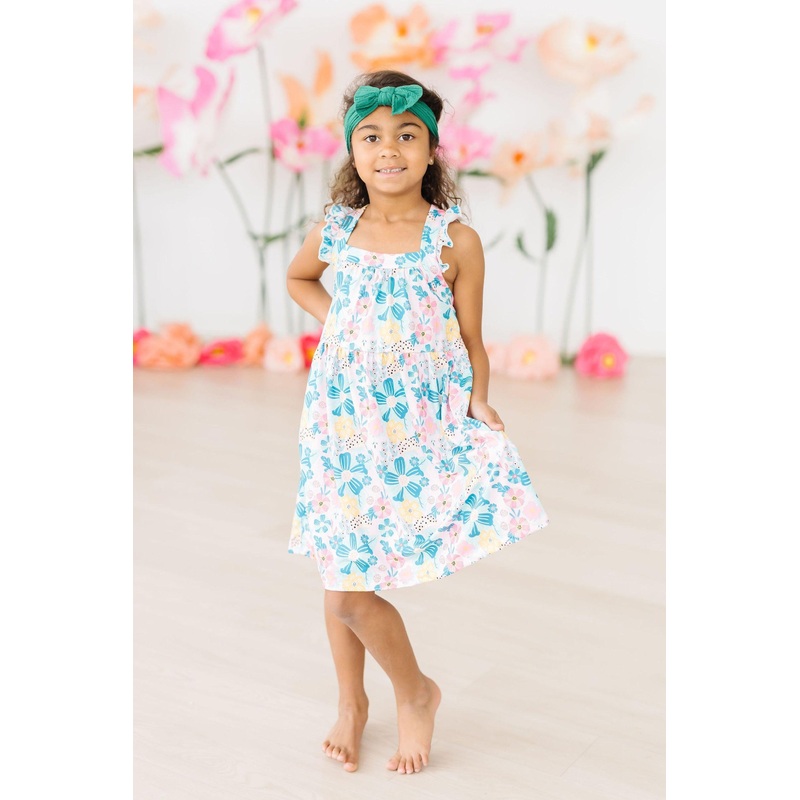 Floral Garden Ruffle Cross Back Dress