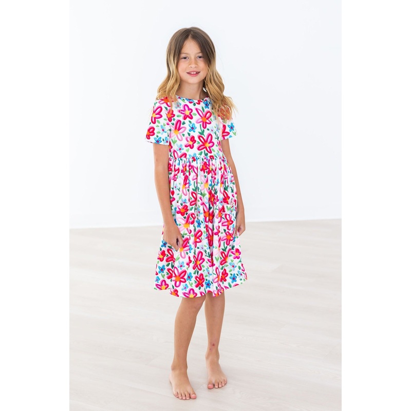 Neon Floral S/S Pocket Twirl Dress