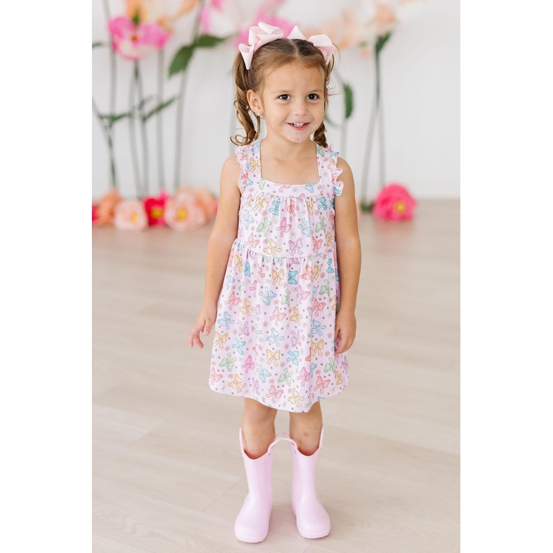 Springtime Bows Ruffle Cross Back Dress