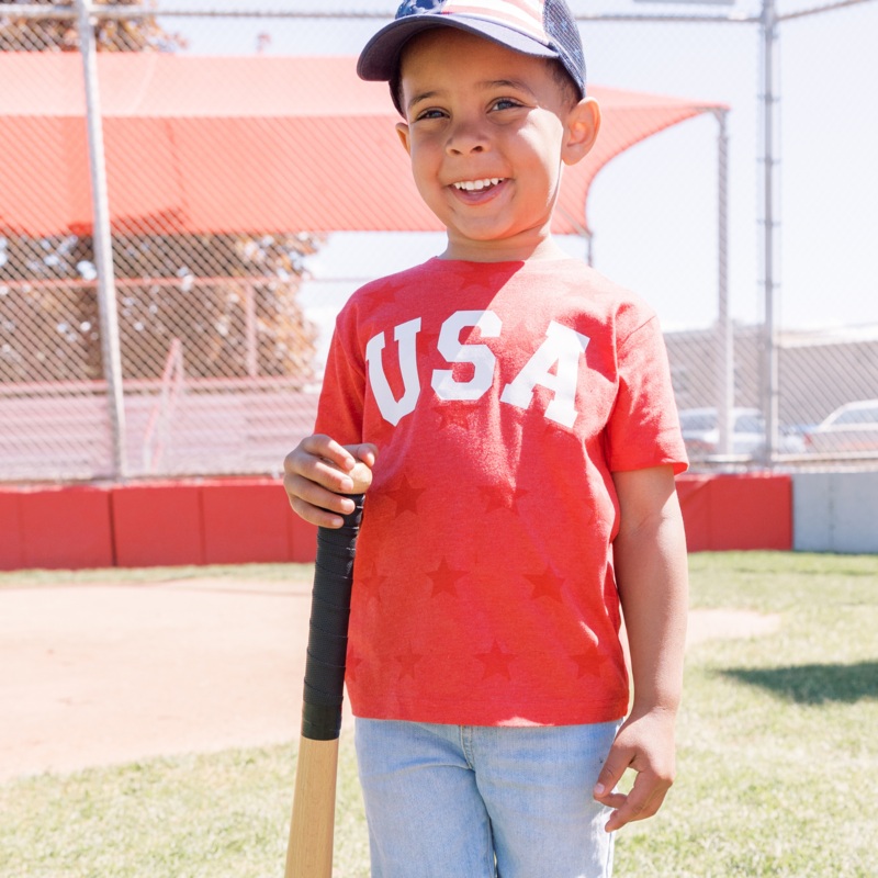 USA Star Spangled|2T|3T|4T|5T|Youth Small|Youth Med|Youth Large|Natural|Red|Blue