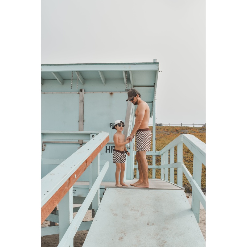 BRONZE CHECKERS TODDLER SWIM TRUNKS