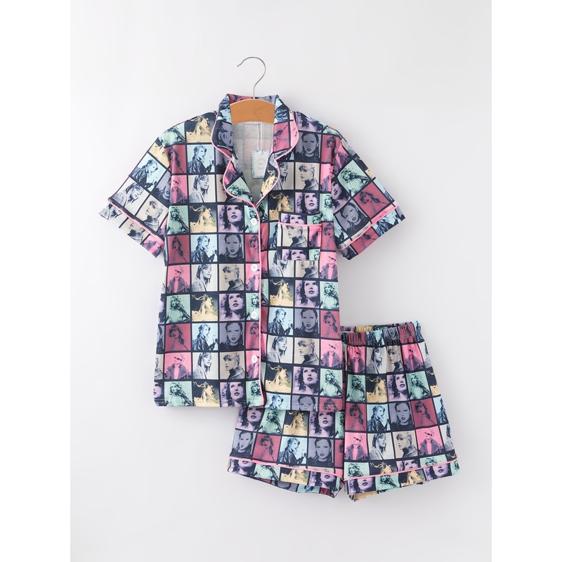 Mommy me TS Printed Adult Plaid Pajamas  Set