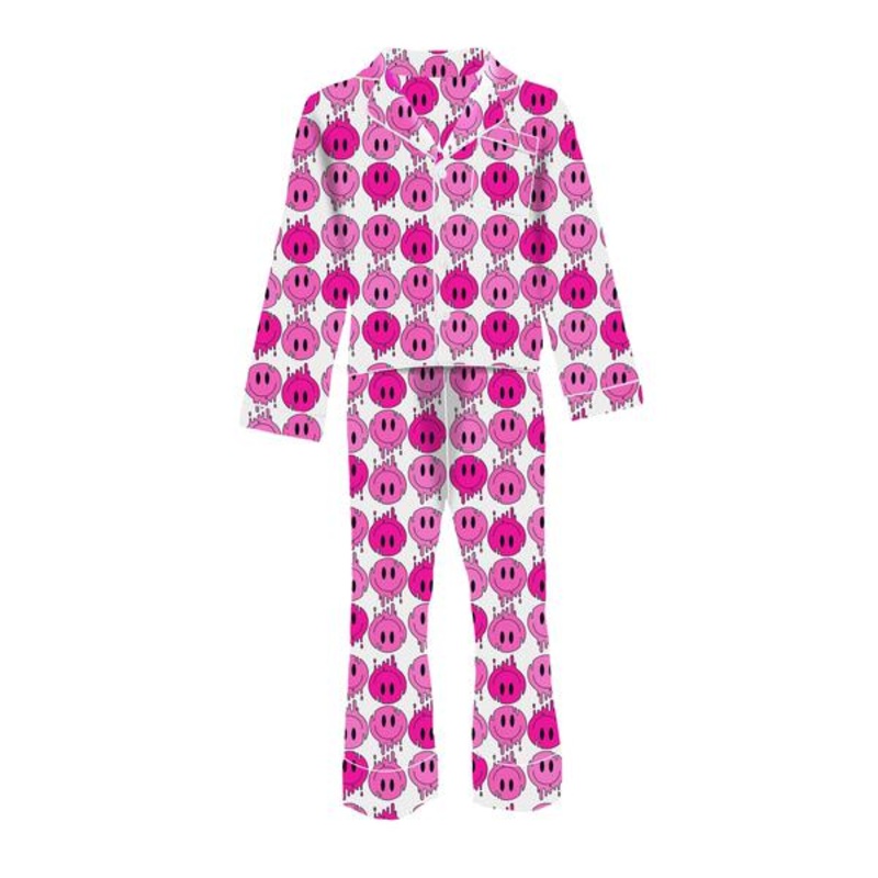Tweenstyle by Stoopher – Pink Drippy Smiles Silky Loungewear Set