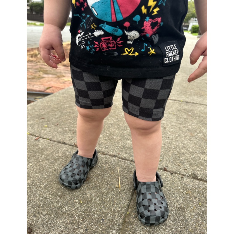 All Checked Out Biker Shorts|6-12M|12-18M|2T|3T|4T|5T|6/7T