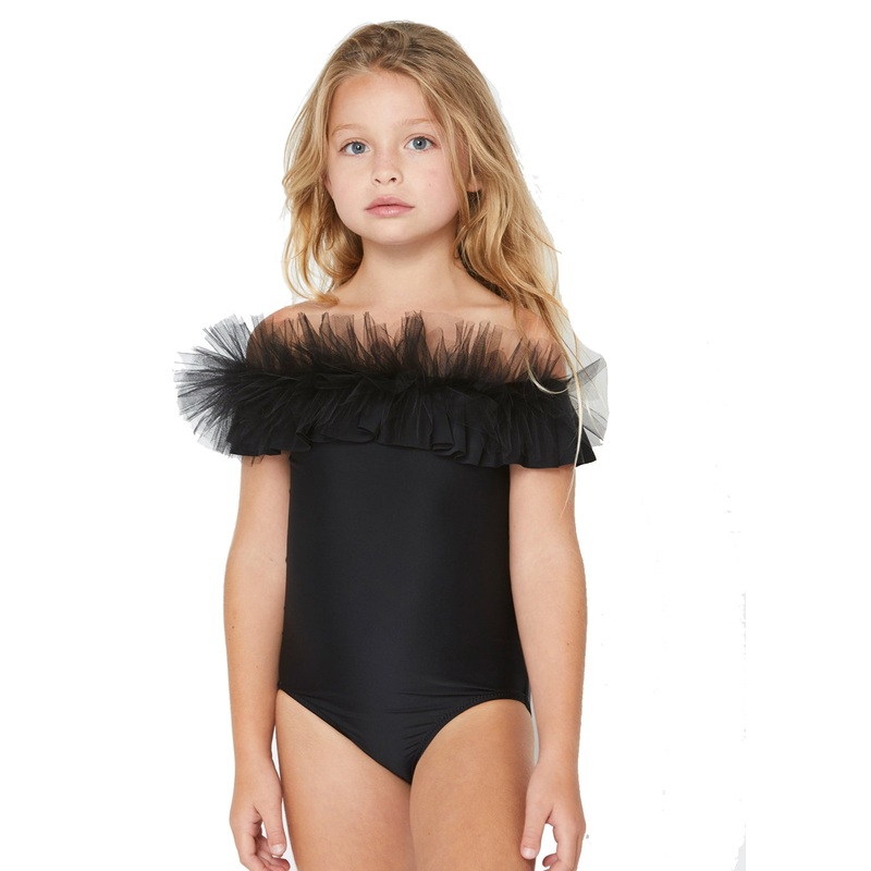 Black Swimsuit with Tulle|4y|6y|8y|10y