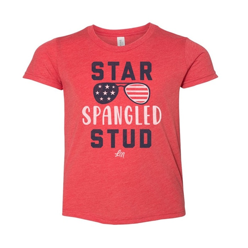 Star Spangled Stud Tee|2T|3T|4T|5T|Youth Small|Heather Red