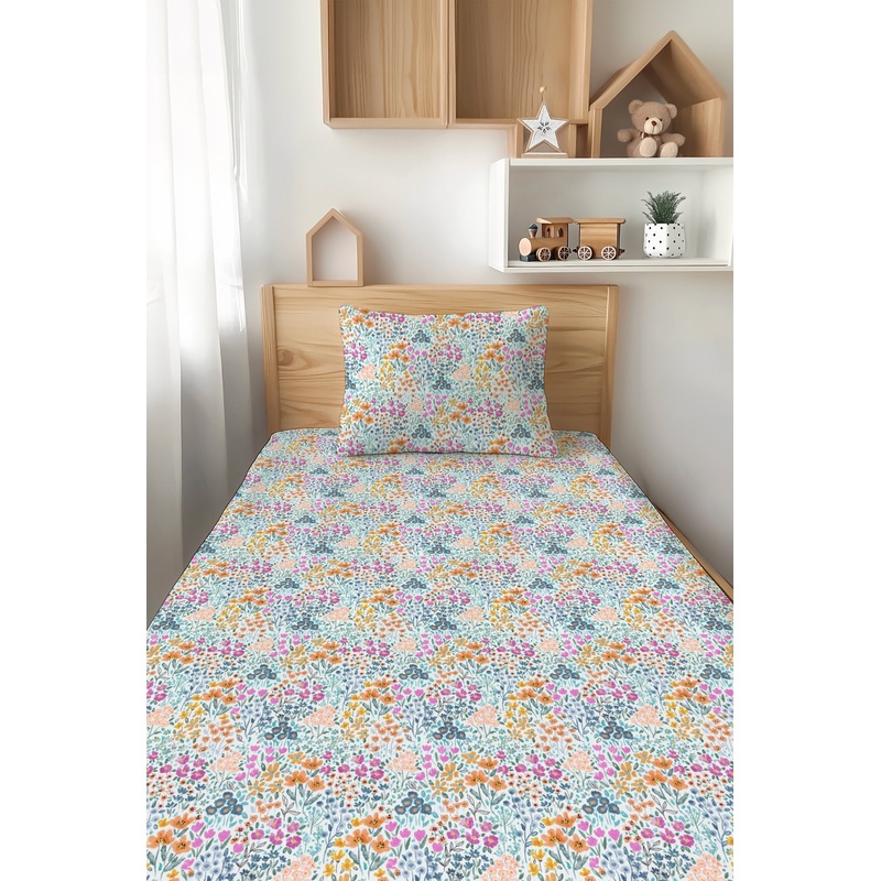 Whispering Wildflowers Twin Fitted Sheet and Pillowcase Set